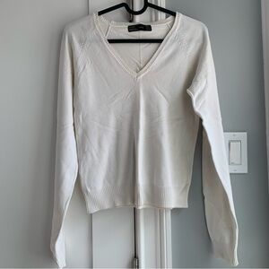 ZARA white v neck long sleeve size small
